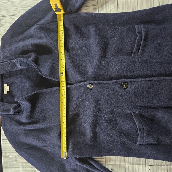 J Crew Sweater Womens Large Navy Blue Long Cardigan Blazer Coatigan Knit - Picture 4 of 6